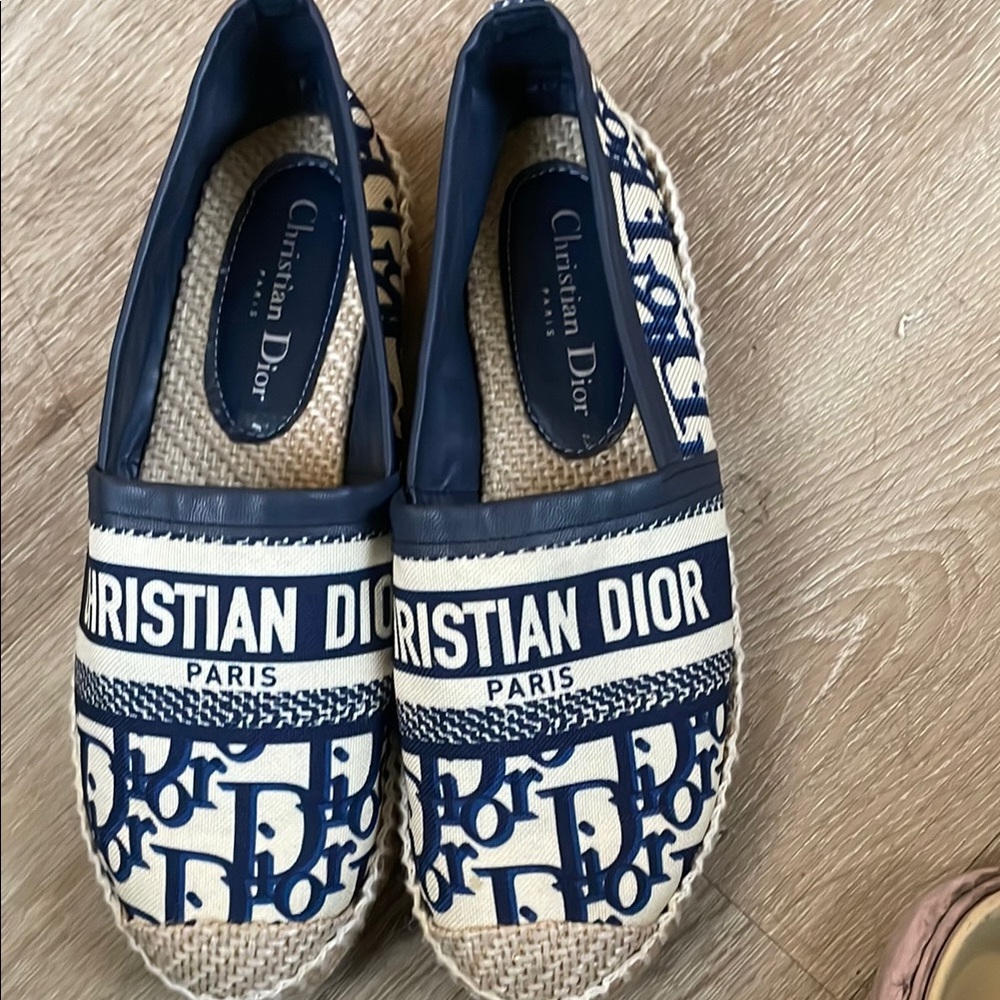 Dior Navy and Cream Espadrilles